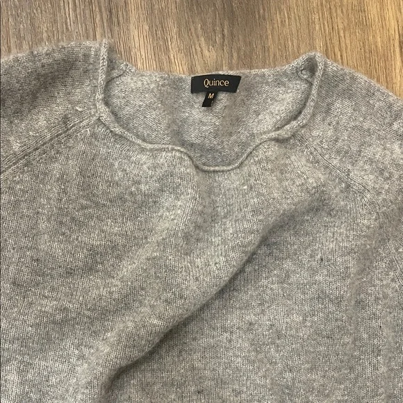 Quince Women's Heather Gray Crew Neck Sweater - Picture 2 of 8